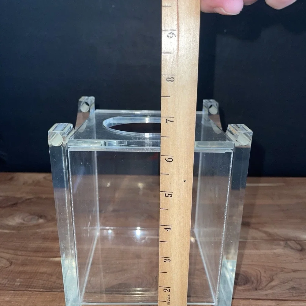 VTG Luxury Heavy Lucite Tissue Box Cover – Thick Clear Acrylic Cube Modern